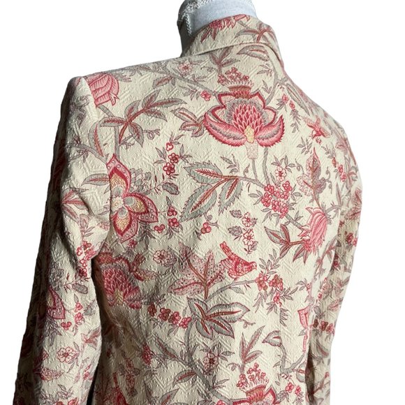 Silk Blend Floral Jacket 6P Petite 6 Button-up Talbots Lotus Cotton Textured - Picture 13 of 15